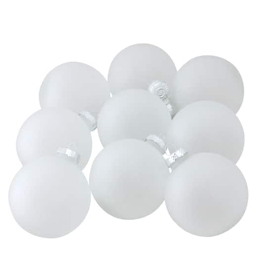 9ct. 2.5&#x22; Frosted Matte Clear Glass Ball Ornaments